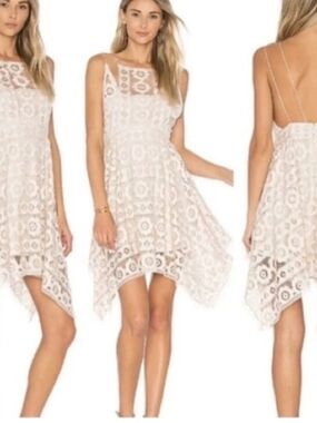 White Lace Handkerchief Hem Sundress